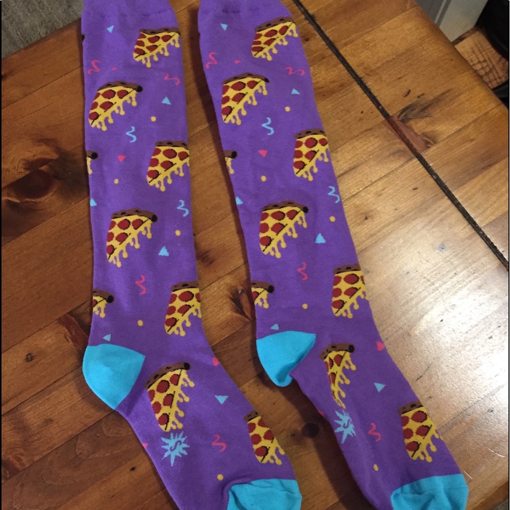 Knee high “pizza” socks fun!!! Purple,aqua